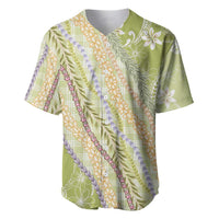 Green Palaka Hawaii Leis Baseball Jersey Hawaiian-plaid Elegant Tropical Vibes LT14 Green - Polynesian Pride