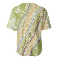 Green Palaka Hawaii Leis Baseball Jersey Hawaiian-plaid Elegant Tropical Vibes LT14 - Polynesian Pride