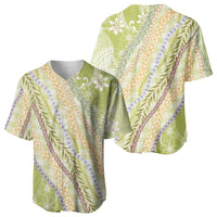 Green Palaka Hawaii Leis Baseball Jersey Hawaiian-plaid Elegant Tropical Vibes LT14 - Polynesian Pride