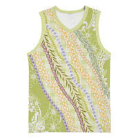 Green Palaka Hawaii Leis Basketball Jersey Hawaiian-plaid Elegant Tropical Vibes LT14 Unisex Green - Polynesian Pride