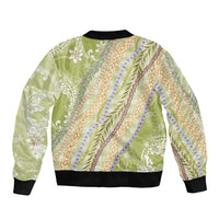 Green Palaka Hawaii Leis Bomber Jacket Hawaiian-plaid Elegant Tropical Vibes LT14 - Polynesian Pride
