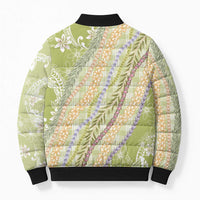 Green Palaka Hawaii Leis Bomber Puffer Jacket Hawaiian-plaid Elegant Tropical Vibes LT14 - Polynesian Pride