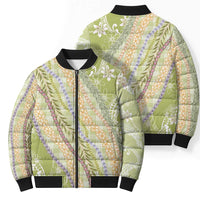 Green Palaka Hawaii Leis Bomber Puffer Jacket Hawaiian-plaid Elegant Tropical Vibes LT14 - Polynesian Pride
