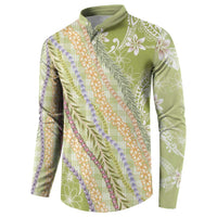 Green Palaka Hawaii Leis Button Sweatshirt Hawaiian-plaid Elegant Tropical Vibes LT14 - Polynesian Pride