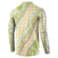Green Palaka Hawaii Leis Button Sweatshirt Hawaiian-plaid Elegant Tropical Vibes LT14 - Polynesian Pride