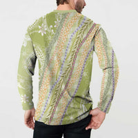 Green Palaka Hawaii Leis Button Sweatshirt Hawaiian-plaid Elegant Tropical Vibes LT14 - Polynesian Pride