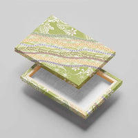 Green Palaka Hawaii Leis Canvas Wall Art Hawaiian-plaid Elegant Tropical Vibes - Polynesian Pride