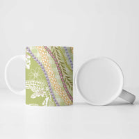 Green Palaka Hawaii Leis Ceramic Mug Hawaiian-plaid Elegant Tropical Vibes - Polynesian Pride