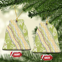 Green Palaka Hawaii Leis Ceramic Ornament Hawaiian-plaid Elegant Tropical Vibes LT14 Bell Flake Green - Polynesian Pride