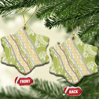 Green Palaka Hawaii Leis Ceramic Ornament Hawaiian-plaid Elegant Tropical Vibes LT14 Snow Flake Green - Polynesian Pride
