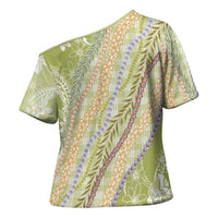 Green Palaka Hawaii Leis Cross Shoulder Shirt Hawaiian-plaid Elegant Tropical Vibes LT14 - Polynesian Pride