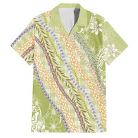 Green Palaka Hawaii Leis Family Matching Long Sleeve Bodycon Dress and Hawaiian Shirt Hawaiian-plaid Elegant Tropical Vibes - Polynesian Pride