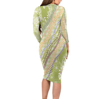 Green Palaka Hawaii Leis Family Matching Long Sleeve Bodycon Dress and Hawaiian Shirt Hawaiian-plaid Elegant Tropical Vibes - Polynesian Pride