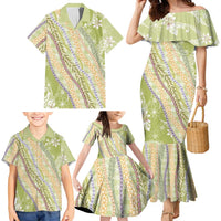 Green Palaka Hawaii Leis Family Matching Mermaid Dress and Hawaiian Shirt Hawaiian-plaid Elegant Tropical Vibes - Polynesian Pride