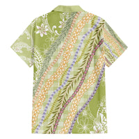 Green Palaka Hawaii Leis Family Matching Off The Shoulder Long Sleeve Dress and Hawaiian Shirt Hawaiian-plaid Elegant Tropical Vibes - Polynesian Pride