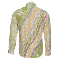 Green Palaka Hawaii Leis Family Matching Off Shoulder Short Dress and Hawaiian Shirt Hawaiian-plaid Elegant Tropical Vibes - Polynesian Pride