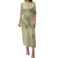 Green Palaka Hawaii Leis Family Matching Puletasi and Hawaiian Shirt Hawaiian-plaid Elegant Tropical Vibes - Polynesian Pride