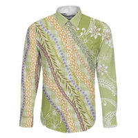 Green Palaka Hawaii Leis Family Matching Tank Maxi Dress and Hawaiian Shirt Hawaiian-plaid Elegant Tropical Vibes - Polynesian Pride