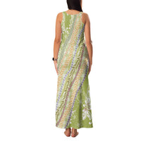 Green Palaka Hawaii Leis Family Matching Tank Maxi Dress and Hawaiian Shirt Hawaiian-plaid Elegant Tropical Vibes - Polynesian Pride