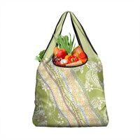 Green Palaka Hawaii Leis Grocery Bag Hawaiian-plaid Elegant Tropical Vibes LT14 1-pack One Size Green - Polynesian Pride