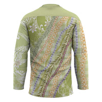 Green Palaka Hawaii Leis Hockey Jersey Hawaiian-plaid Elegant Tropical Vibes LT14 - Polynesian Pride