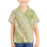 Green Palaka Hawaii Leis Kid Hawaiian Shirt Hawaiian-plaid Elegant Tropical Vibes LT14 Kid Green - Polynesian Pride