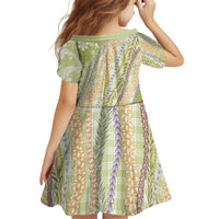 Green Palaka Hawaii Leis Kid Short Sleeve Dress Hawaiian-plaid Elegant Tropical Vibes LT14 - Polynesian Pride
