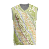 Green Palaka Hawaii Leis Christmas Knitted V-Neck Vest Hawaiian-plaid Elegant Tropical Vibes LT14 Green - Polynesian Pride