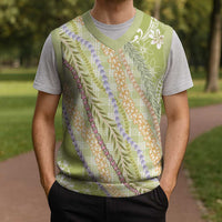 Green Palaka Hawaii Leis Christmas Knitted V-Neck Vest Hawaiian-plaid Elegant Tropical Vibes LT14 - Polynesian Pride