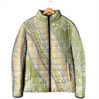 Green Palaka Hawaii Leis Padded Jacket Hawaiian-plaid Elegant Tropical Vibes LT14 - Polynesian Pride