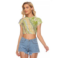 Green Palaka Hawaii Leis Raglan Cropped T Shirt Hawaiian-plaid Elegant Tropical Vibes LT14 Female Green - Polynesian Pride
