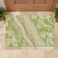 Green Palaka Hawaii Leis Rubber Doormat Hawaiian-plaid Elegant Tropical Vibes LT14 Green - Polynesian Pride