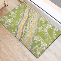 Green Palaka Hawaii Leis Rubber Doormat Hawaiian-plaid Elegant Tropical Vibes LT14 - Polynesian Pride