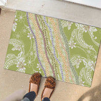 Green Palaka Hawaii Leis Rubber Doormat Hawaiian-plaid Elegant Tropical Vibes LT14 - Polynesian Pride