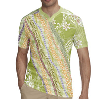 Green Palaka Hawaii Leis Rugby Jersey Hawaiian-plaid Elegant Tropical Vibes LT14 - Polynesian Pride