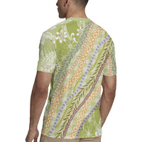 Green Palaka Hawaii Leis Rugby Jersey Hawaiian-plaid Elegant Tropical Vibes LT14 - Polynesian Pride