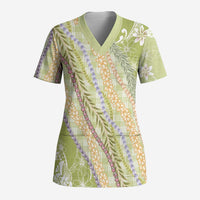 Green Palaka Hawaii Leis Scrub Top Hawaiian-plaid Elegant Tropical Vibes LT14 Adult Green - Polynesian Pride