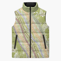 Green Palaka Hawaii Leis Sleeveless Puffer Jacket Hawaiian-plaid Elegant Tropical Vibes LT14 Unisex Green - Polynesian Pride