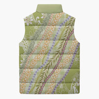 Green Palaka Hawaii Leis Sleeveless Puffer Jacket Hawaiian-plaid Elegant Tropical Vibes LT14 - Polynesian Pride