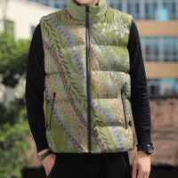 Green Palaka Hawaii Leis Sleeveless Puffer Jacket Hawaiian-plaid Elegant Tropical Vibes LT14 - Polynesian Pride