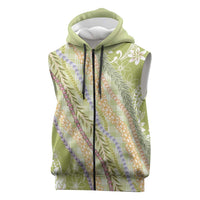 Green Palaka Hawaii Leis Sleeveless Zip Hoodie Hawaiian-plaid Elegant Tropical Vibes LT14 Green - Polynesian Pride