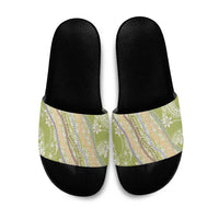 Green Palaka Hawaii Leis Slide Sandals Hawaiian-plaid Elegant Tropical Vibes - Polynesian Pride