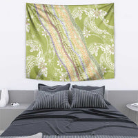 Green Palaka Hawaii Leis Tapestry Hawaiian-plaid Elegant Tropical Vibes - Polynesian Pride
