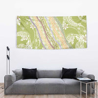 Green Palaka Hawaii Leis Tapestry Hawaiian-plaid Elegant Tropical Vibes - Polynesian Pride