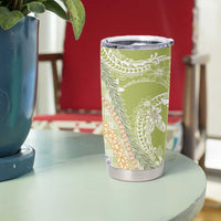 Green Palaka Hawaii Leis Tumbler Cup Hawaiian-plaid Elegant Tropical Vibes - Polynesian Pride