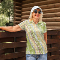 Green Palaka Hawaii Leis Women Polo Shirt Hawaiian-plaid Elegant Tropical Vibes LT14 - Polynesian Pride