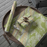 Green Palaka Hawaii Leis Wrapping Paper Hawaiian-plaid Elegant Tropical Vibes LT14 - Polynesian Pride