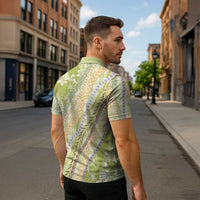 Green Palaka Hawaii Leis Zipper Polo Shirt Hawaiian-plaid Elegant Tropical Vibes LT14 - Polynesian Pride