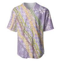 Purple Palaka Hawaii Leis Baseball Jersey Hawaiian-plaid Elegant Tropical Vibes LT14 Purple - Polynesian Pride