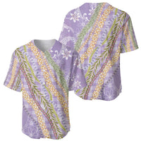 Purple Palaka Hawaii Leis Baseball Jersey Hawaiian-plaid Elegant Tropical Vibes LT14 - Polynesian Pride